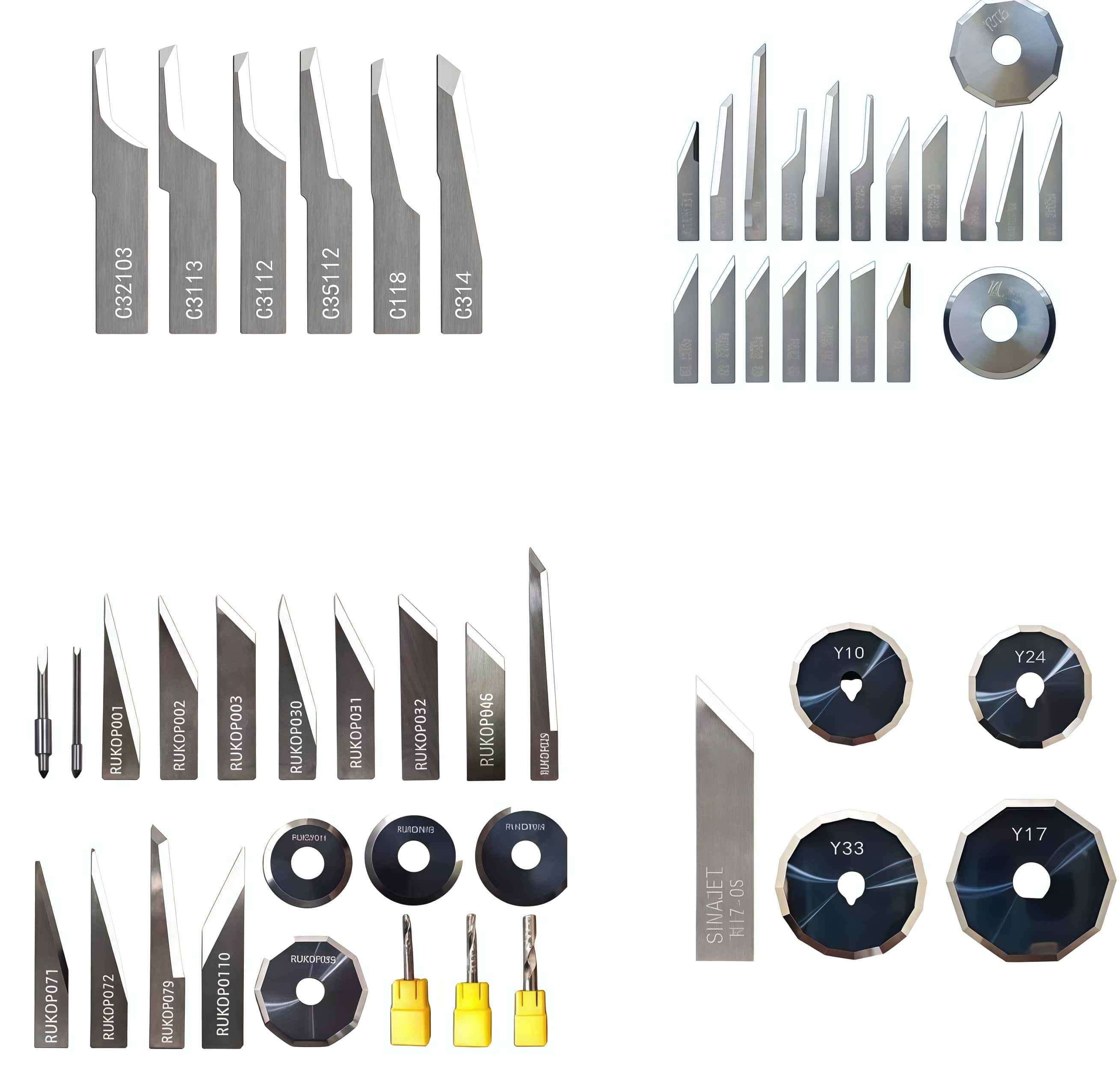 AOL Sinajet RUK EMMA cutting systems Types And Knives Knife Blades AOL Sinajet RUK EMMA cutting systems Types And Knives Knife Blades