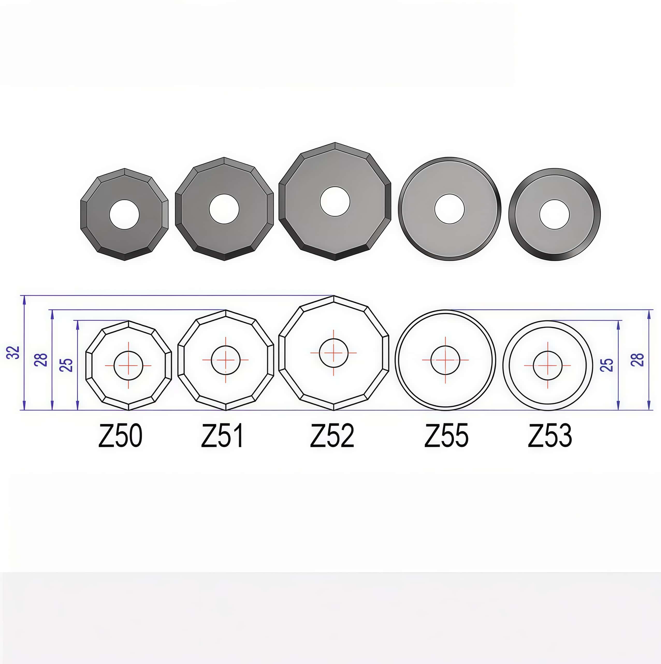 Zund Z50 Z51 Z52 Z53 Z55 Carbide Rotary (Decagonal / Wheel) Cutting Blades